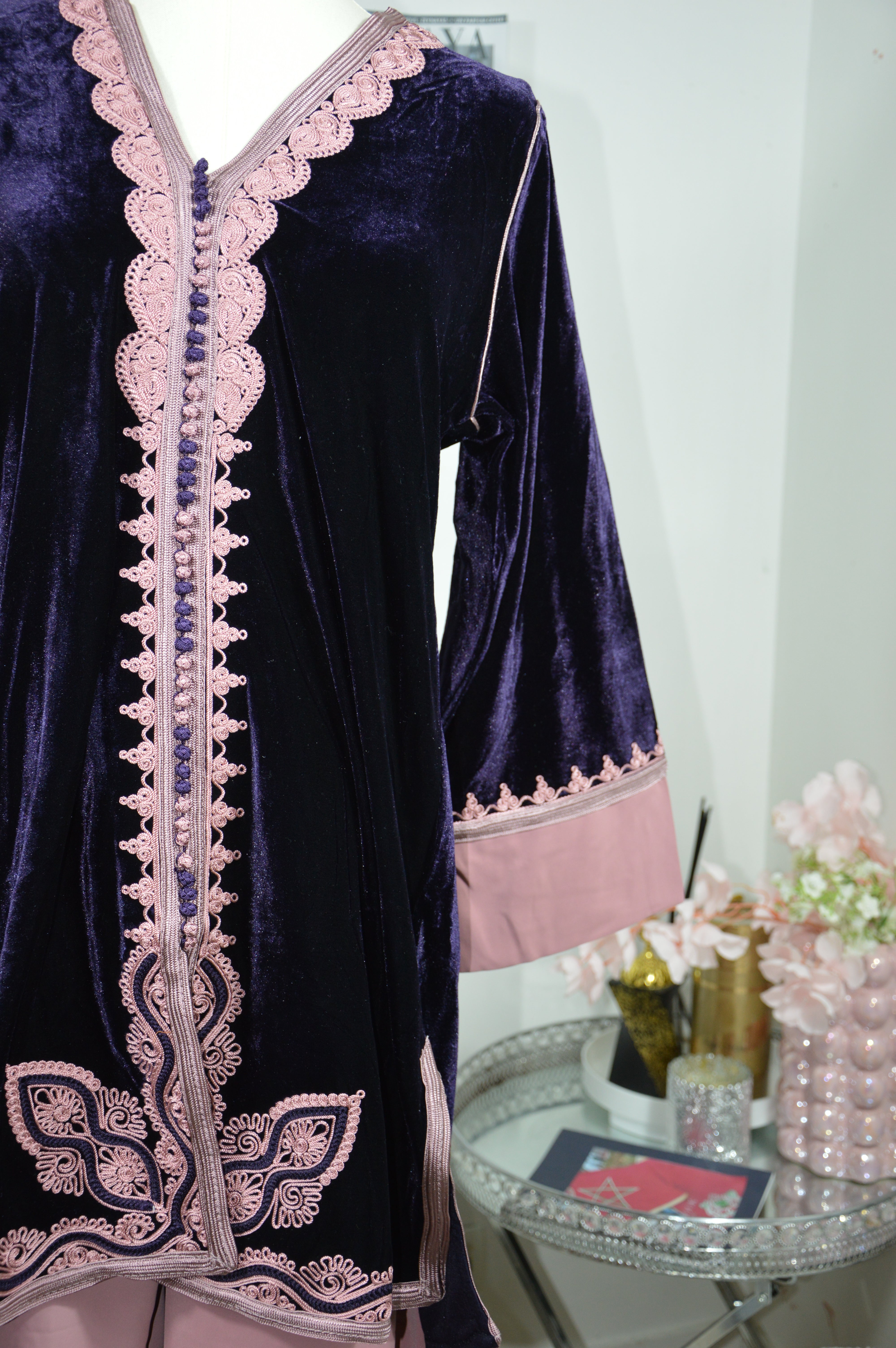 Jabador Violet Parme Femme - Ensemble 3 Pièces Velours et Crêpe
