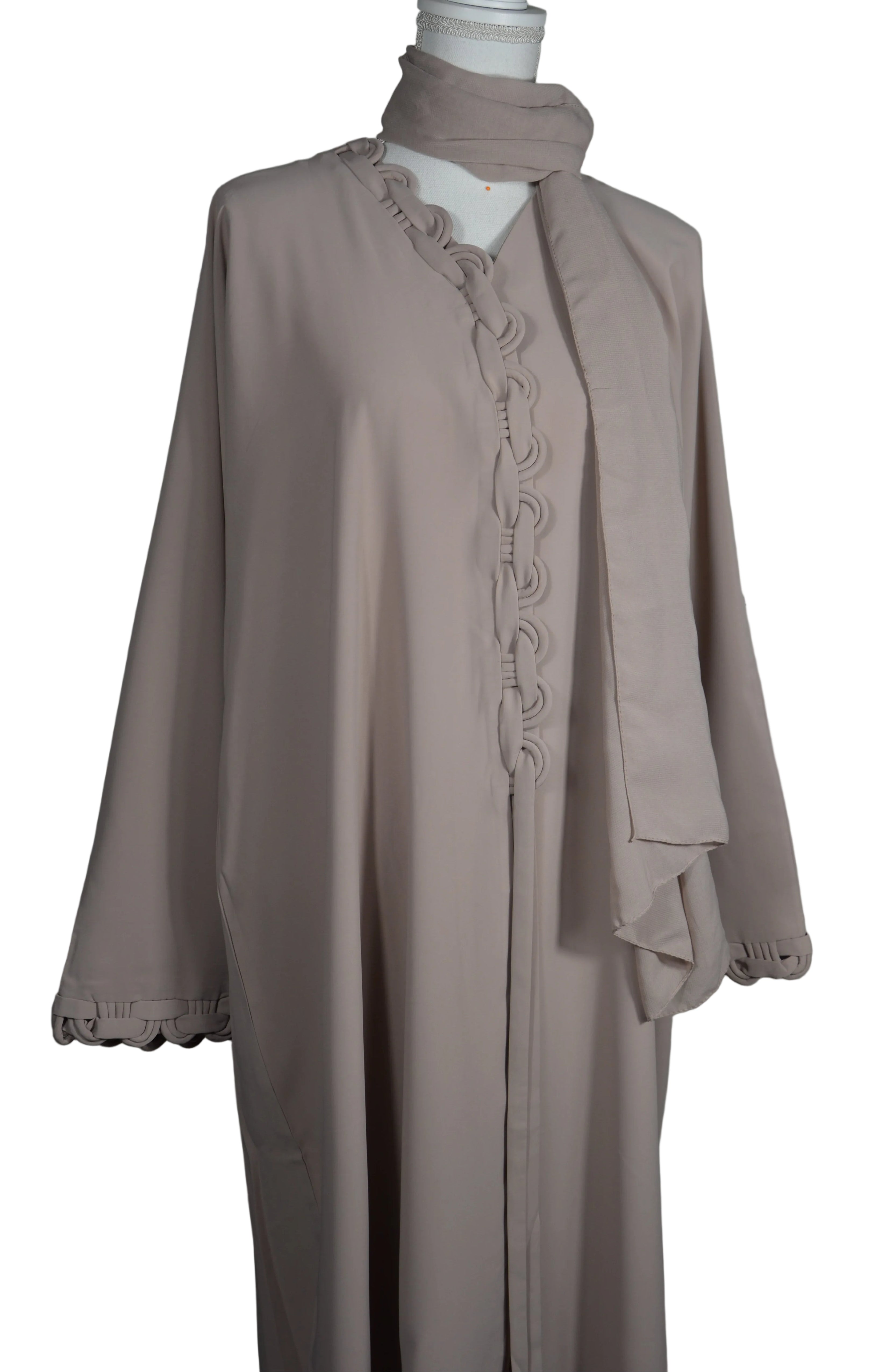 Abaya Tressé Design beige - Élégance de Dubai