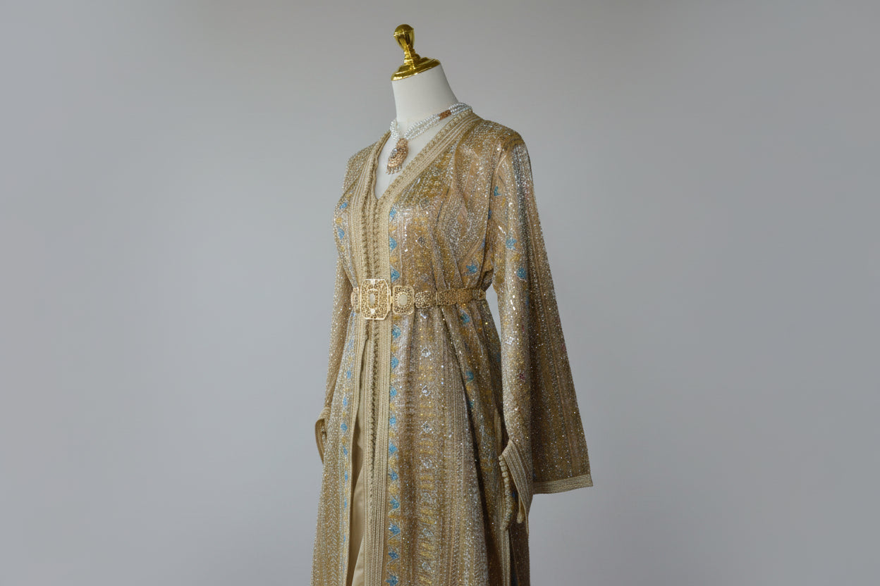 Takchita Sari Nude & Bleu Ciel – Légèreté, Douceur & Fusion Orientale