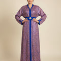 MODERN CAFTAN IN COPPER METALLIC & ROYAL BLUE FABRIC