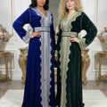 Takchita Bleu Roi en Velours – Broderies Bleu Argent