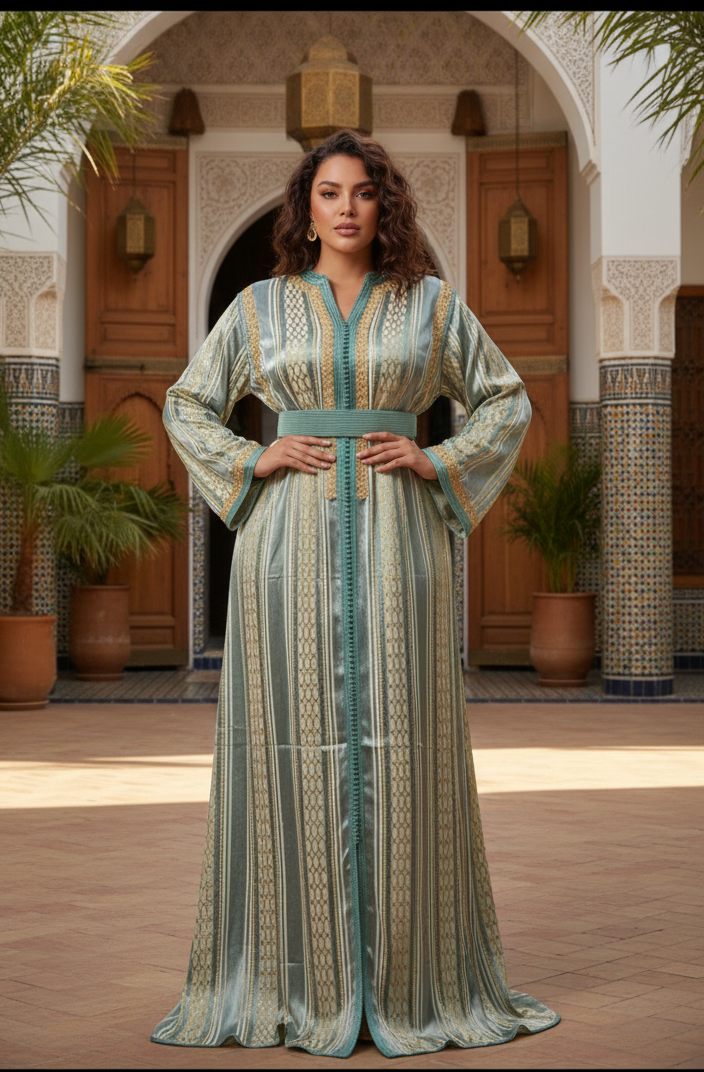 Caftan “Émeraude Andalouse” – Pièce Signature
