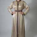 Caftan Long Luxe – Marron & Or – Broderies Traditionnelles