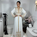 Royal White Caftan – Gold Embroidery & Pearls | Prestige Edition