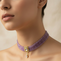 Collier oriental lilas – pierre carrée claire