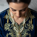 Collier oriental blanc nacré – grand médaillon travaillé