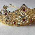 Golden Royal Crown – Ruby Red Stones (Women's Tiara)