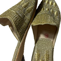 Hand-Embroidered Moroccan Slippers with Gold Leaves