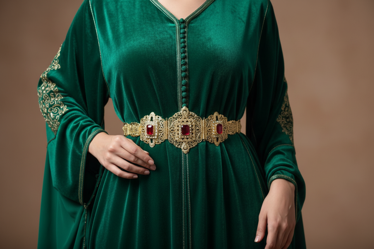 Ceinture Élégante Dorée Royale - Pierre Rubis & Strass