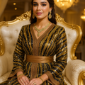 Luxury Gold & Silver Takchita – Caramel Velvet and Shiny Sequins