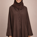 Abaya Tressé Design marron - Élégance de Dubai