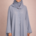 Abaya Tressé Design gris - Élégance de Dubai