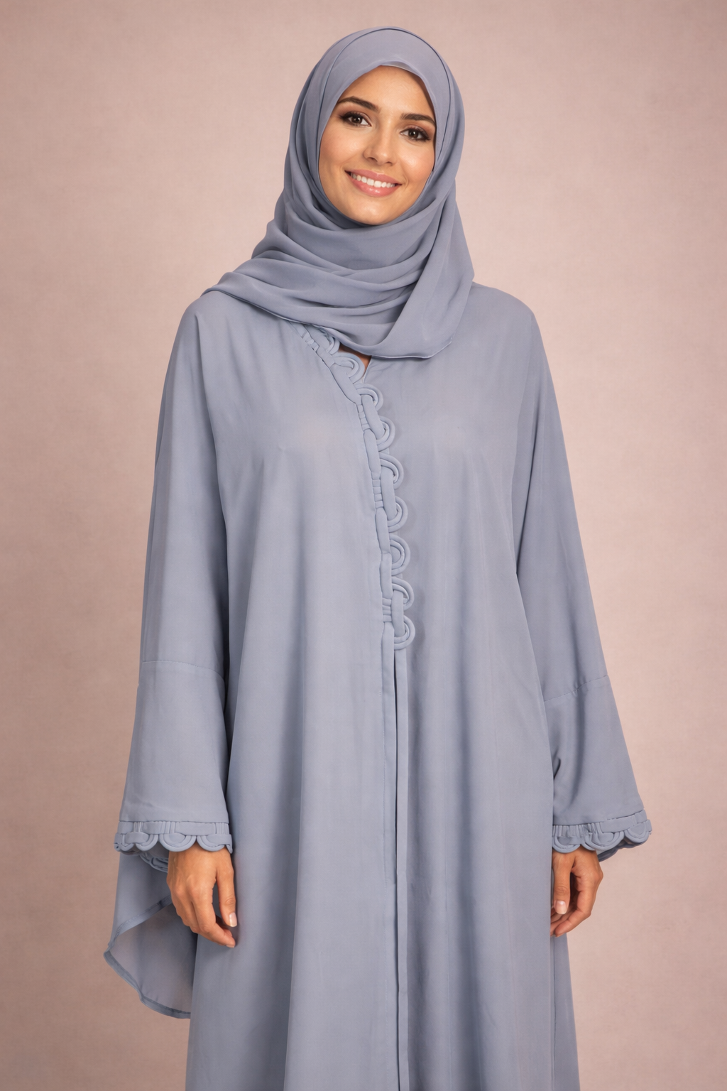 Abaya Tressé Design gris - Élégance de Dubai