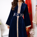 Caftan Col Montant Bleu Marine - Velours Prestige