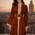 Brown High-Neck Caftan - Prestige Velvet