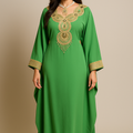 Green Farasha Gandoura – Premium Moroccan Gold Embroidery