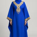 Gandoura Farasha Bleu Royal – Broderies Or & Strass Luxe