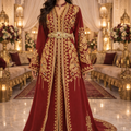 Takchita Haute Couture Crêpe Bordeaux – Profondeur, Noblesse & Luxe Marocain