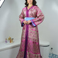 Takchita Brocard Fuchsia & Or – Ceinture Bleue Satinée