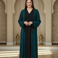 2-Piece Premium Crepe Kimono - Black Dress & Duck Egg Blue Jacket
