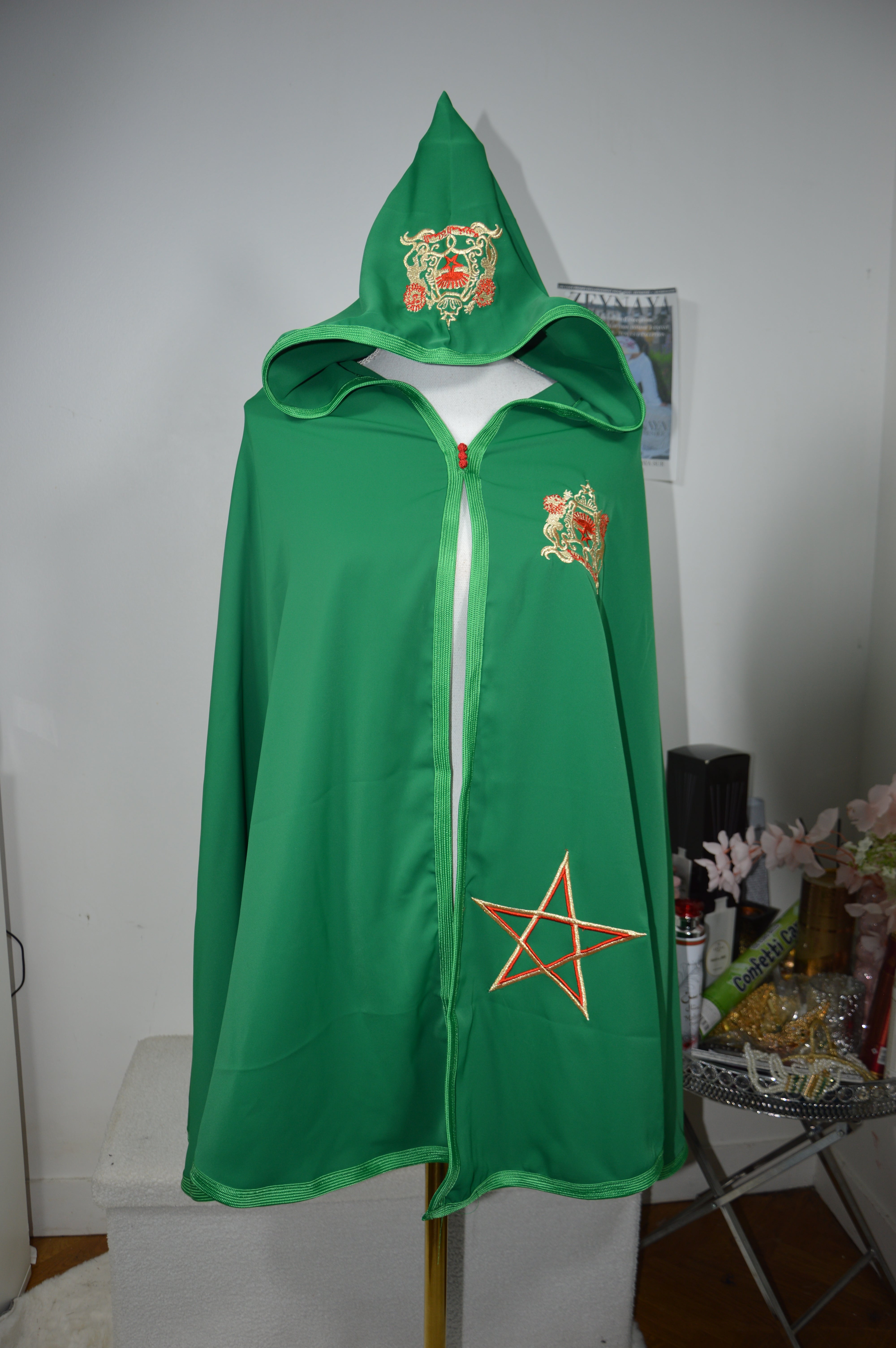 Cape Royale Enfant Crêpe Premium Vert - Collection Maroc Prestige