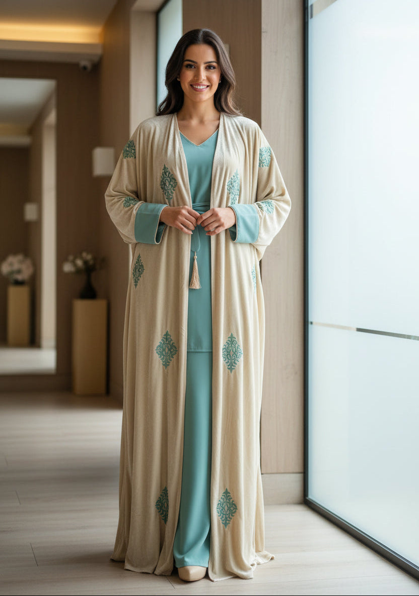 Kimono Velours 4 Pièces Luxe - Blanc Pur
