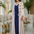 Kimono Crêpe Premium 4 Pièces Brodé Perlé - Rose Bébé