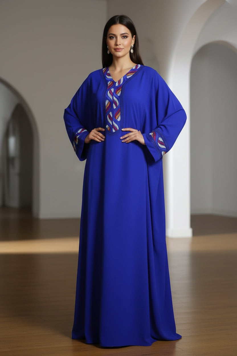 GANDOURA FARASHA BLEU ROI BRODE