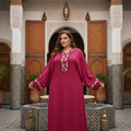 EMBROIDERED BORDEAUX FARASHA GANDOURA