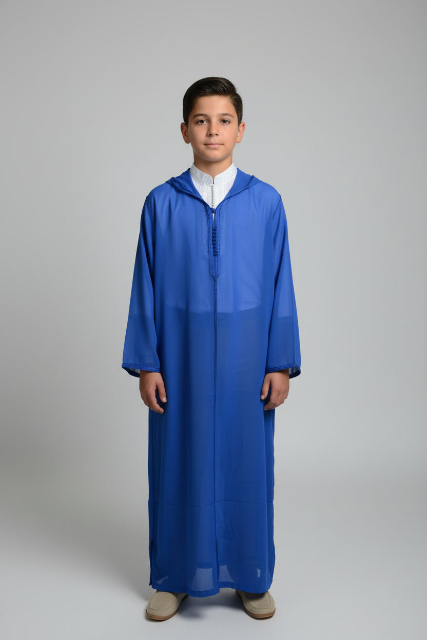Djellaba Bleu Roi Garçon – Tenue Traditionnelle Marocaine