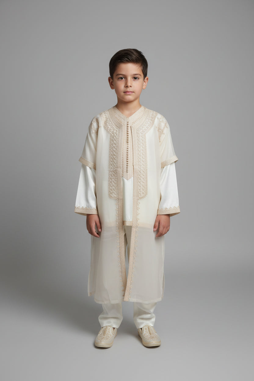 Jabador Beige Garçon – Tenue Traditionnelle Marocaine
