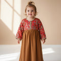 Robe Caftan Sari Marron Rouge Enfant - Tenue Fille 2 ans