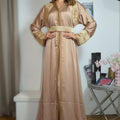 Embroidered Moka Beige Moroccan Takchita - Refined Elegance