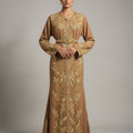 Mocha Beige Mermaid Cut Caftan – Refined Embroidery