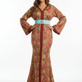 Andalusian Pink Mermaid Caftan Saree – Refined Multicolored Embroidery