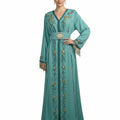 Emerald Blue-Green Caftan - Prestigious Moroccan Elegance
