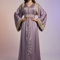 SILK DRAPE CAFTAN WITH GOLD EMBROIDERY - LILAC
