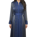 Takchita Bleu Marine Brodée Marocaine - Luxe Haute Couture
