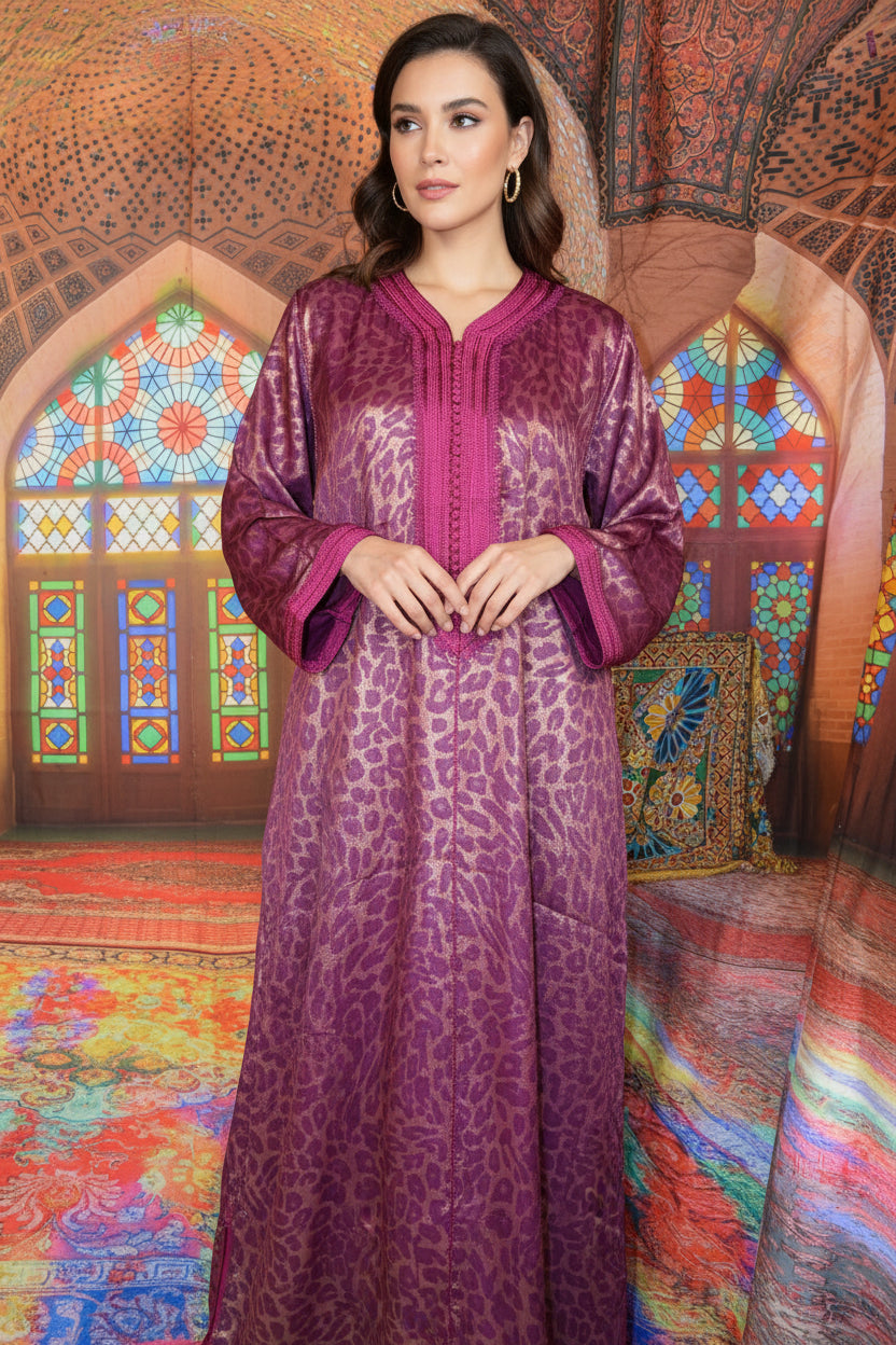 Gandoura Panthère Rose - Caftan Marocain de Luxe