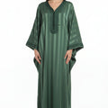 GREEN GANDOURA JOHARA SATIN – ELEGANT AND FLOWY STYLE
