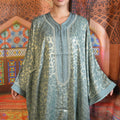 Light Green Panther Gandoura - Luxury Moroccan Caftan