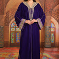 VELVET GANDOURA EMBROIDERED WITH GOLD THREAD