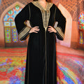 GANDOURA VELOURS NOIR BRODÉE FIL D'OR