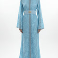 Caftan Sirène Dentelle Bleu - Luxe Marocain