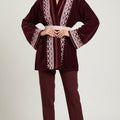Veste Velours Bordeaux - Élégance Marocaine