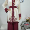 Women's White Bordeaux Jabador - 3-Piece Velvet and Crepe Set