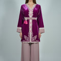 Fuchsia Pink Women's Jabador - 3-Piece Velvet and Crepe Set