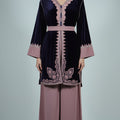 Jabador Violet Parme Femme - Ensemble 3 Pièces Velours et Crêpe