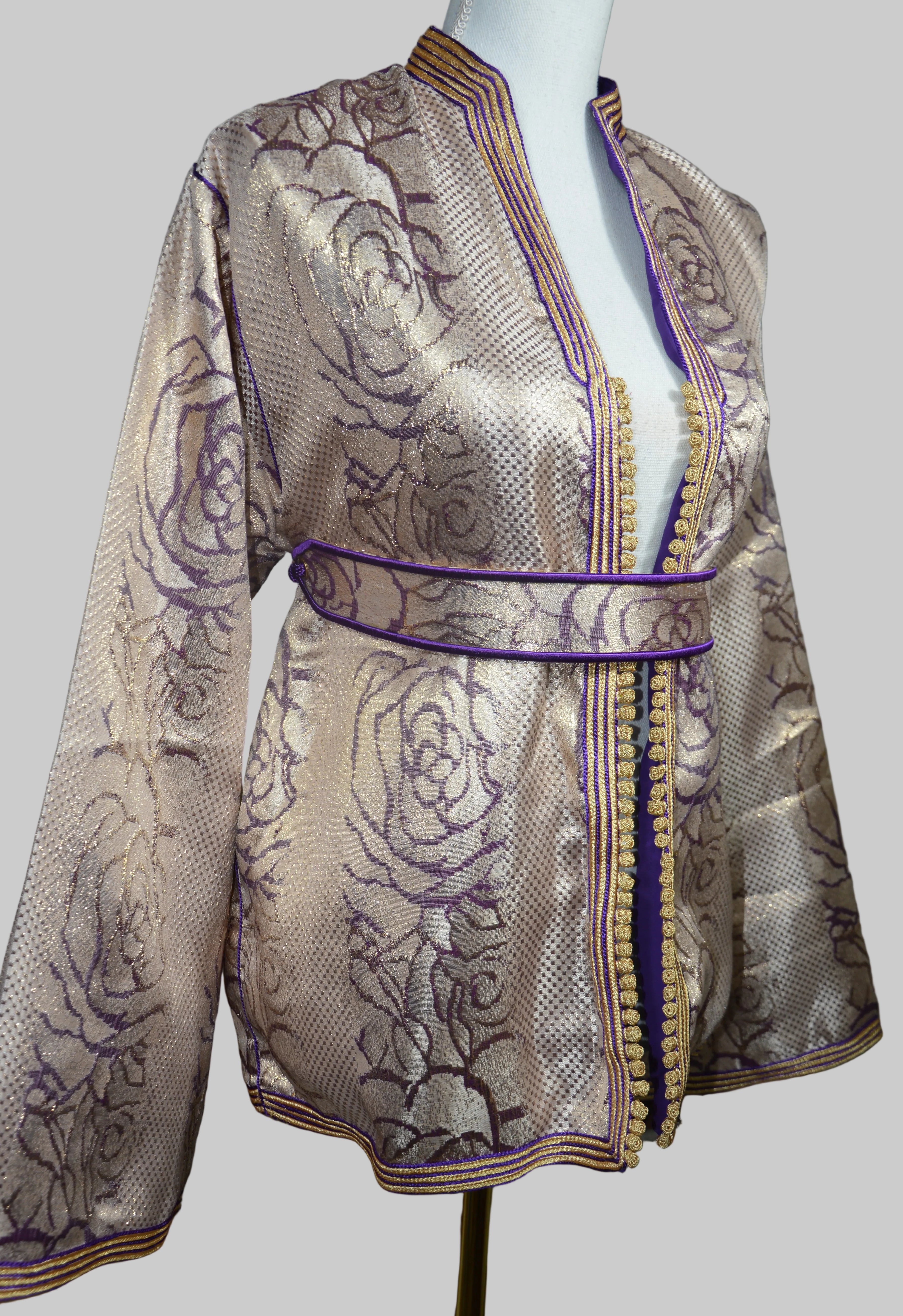 Veste Brocard Or Violet - Élégance Marocaine