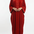 Embroidered Red Velvet Gandoura - Moroccan Elegance